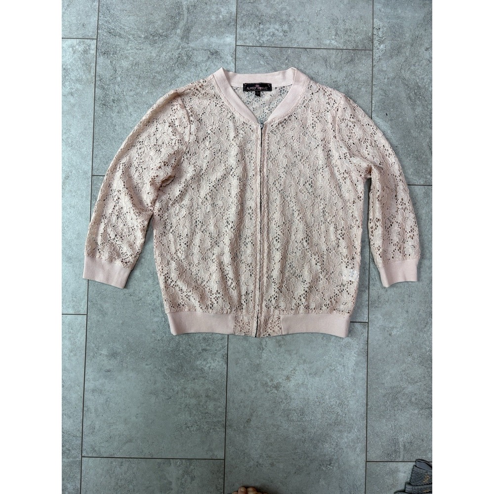 Vintage Almost Famous Y2K Lace Zip-Up Cottagecore Soft Fall Fairy Romantic L